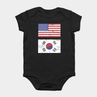 United States Flag & South Korea Flag Baby Bodysuit